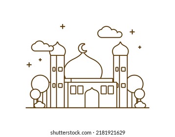 diseño de arte de líneas de mezquita estilo moderno