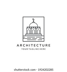 Moschee Line Art Emblem einfaches Logo Symbol Vektorgrafik Vorlage Design