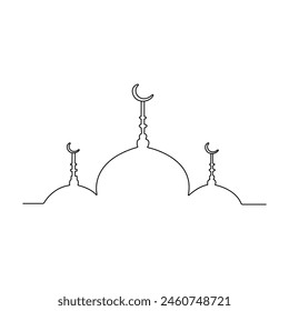 mosque line art Illustration ,mosque  vector line art Illustration 