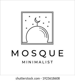 mosque line art minimalist vector logo illustration design