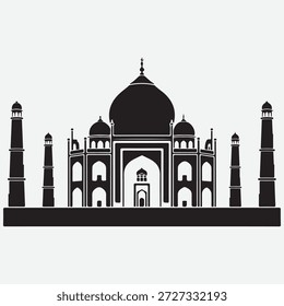 mosque line art silhouette vector illustration taj mahal silhouette
