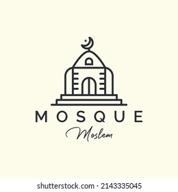 mosque line art style logo icon template design. moslem ,islam, vector illustration