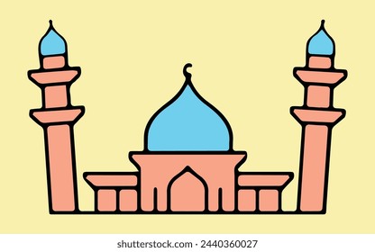 Ilustración vectorial de la mezquita en estilo de arte de la línea.