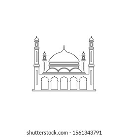 Mosque line art vector for islamic sign, symbol, icon, or logo