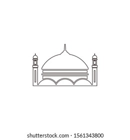 Mosque line art vector for islamic sign, symbol, icon, or logo