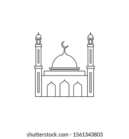 Mosque line art vector for islamic sign, symbol, icon, or logo