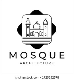 mosque line art vector logo vintage illustration design