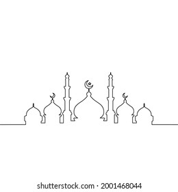 Mosque line art vector minimalist design. islamic ornament background.