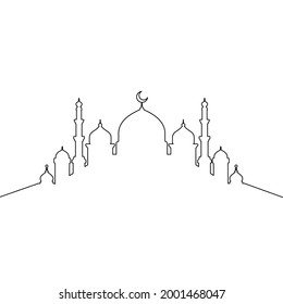 Mosque Line Art Vector Minimalist Design. Islamic Ornament Background.