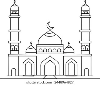 Mosque line art vector minimalist design. islamic ornament background
