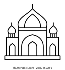 Mosque Line Art With White Background.