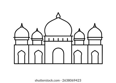Mosque line drawing islamic architecture illustration