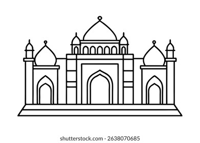 Mosque line drawing islamic architecture illustration
