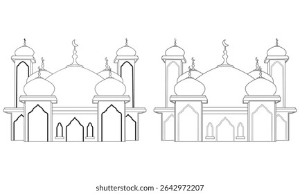 Ilustración vectorial de dibujo de línea de mezquita