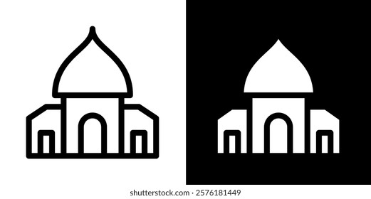 mosque line and glyph icon, outline and glyph vector sign, linear and glyph style pictogram isolated on white and black. islamic Symbol, logo, icon, illustration