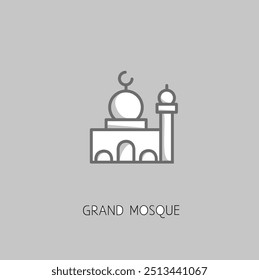 Ícone da linha da mesquita Isolado com fundo cinza ícone da linha religiosa vetor.Grand Ícone da mesquita Ideal para Arquitetura religiosa e projetos de adoração