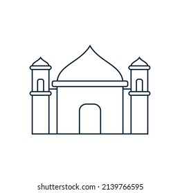 Mosque line icon on white background.