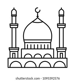 Mosque line icon, outline vector sign, linear style pictogram isolated on white. Symbol, logo illustration.