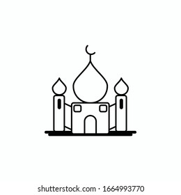 Moschee Liniensymbol, Umriss-Vektorillustration-Zeichen, lineares Piktogramm einzeln auf Weiß. Symbol, Logo-Abbildung.