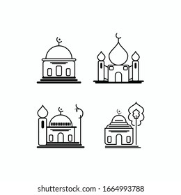 Mosque line icon, outline vector sign, linear style pictogram isolated on white. Symbol, logo illustration.
