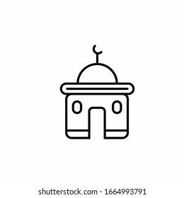 Moschee Liniensymbol, Umriss-Vektorillustration-Zeichen, lineares Piktogramm einzeln auf Weiß. Symbol, Logo-Abbildung.