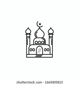 Mosque line icon, outline vector sign, linear style pictogram isolated on white. Symbol, logo illustration, black and white.
