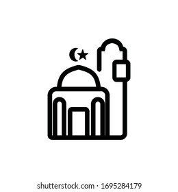 Mosque line icon, outline vector sign, linear style pictogram isolated on white.