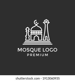 Mosque line icon, outline vector sign, linear style pictogram isolated on white. Symbol, logo illustration.
