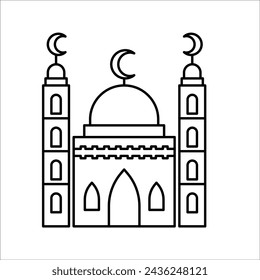 Mosque line icon, outline vector sign, linear style pictogram isolated on white. Symbol, logo illustration. Editable stroke. Pixel perfect