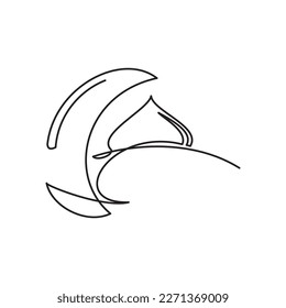 Mosque Line Icon. Ramadan Eid Symbol. Simple line drawing of Dome Mosque and Moon crescent. Vector illustration of Mosque Line for icon, symbol, logo ramadan kariem, tarawih, tarawih, eid mubarok.