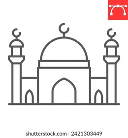 Mosque line icon, Ramadan and Islamic, mosque vector icon, vector graphics, editable stroke outline sign, eps 10.