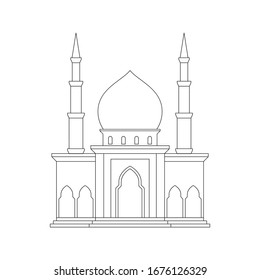 mosque line icon sign symbol vector on white backfround