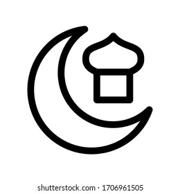 mosque line icon symbol vector illustration. islamic place template