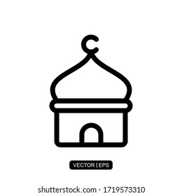 Mosque line icon vector illustration logo template for many purpose. Isolated on white background.