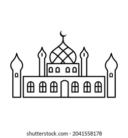 Mosque line icon vector illustration logo for many purpose. Isolated on white background. – Vector