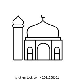 Moschee Linie Symbol Vektorgrafik Logo für viele Zwecke. Einzeln auf weißem Hintergrund. - Vektorgrafik