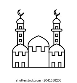 Logo de la ilustración vectorial de la línea de mezquita para muchos fines. Aislado sobre fondo blanco. - Vector