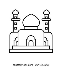 Logo de la ilustración vectorial de la línea de mezquita para muchos fines. Aislado sobre fondo blanco. - Vector