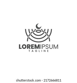 logo de la línea de mezquita. línea de logo con la forma de la cúpula de la mezquita. logotipo del tema islámico