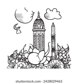 Mosque Line Minimalist Design of Islamic Ornament Background