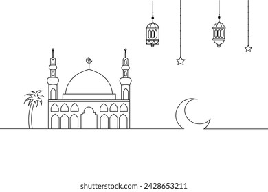 Mosque Line Minimalist Design of Islamic Ornament Background