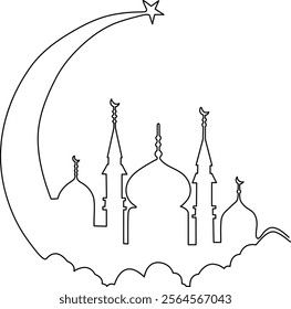 Mosque Line Minimalist Design of Islamic icon vector