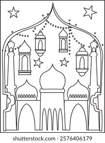 Mosque Line Minimalist Design of Islamic Ornament Background