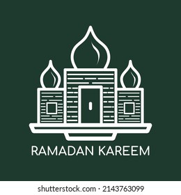 mosque line vector icon design with three domes. mosque cartoon, mosque icon.