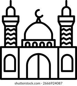 Design de ícone de vetor de linha de mesquita