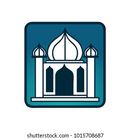 Mosque line Vector icon on the square with rounded corners isolated on white background