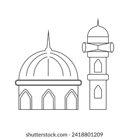 mosque line vector without color 