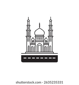 Ícone Linear de Mesquita Linha fina Ilustração de Culto Islâmico Lugar