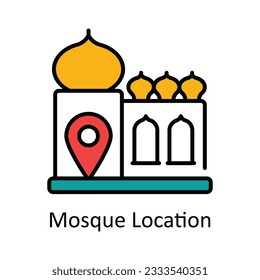 Mosque Location Filled Outline Icon Design illustration. Map and Navigation Symbol on White background EPS 10 File