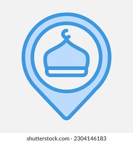 Mosque location icon in blue style, use for website mobile app presentation
